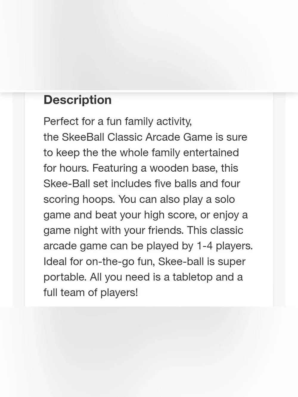 Table top Skee Ball The Classic Arcade Game NEW Buffalo Games & Puzzles LLC